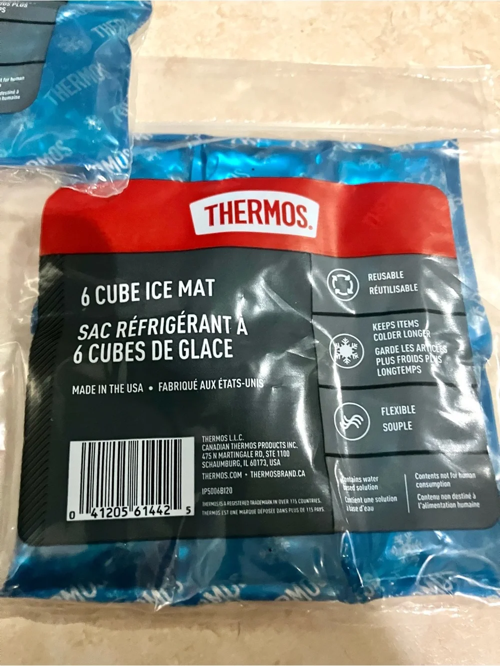 Thermos 6 Cube Reusable Ice Mat Pack Cooling Pack Insert set of 2